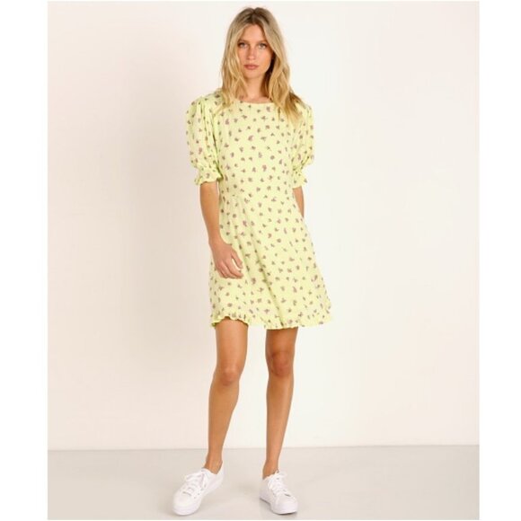 Faithfull the Brand Florence Mini Dress Luda Lime Floral Size Small NWT - Picture 6 of 8